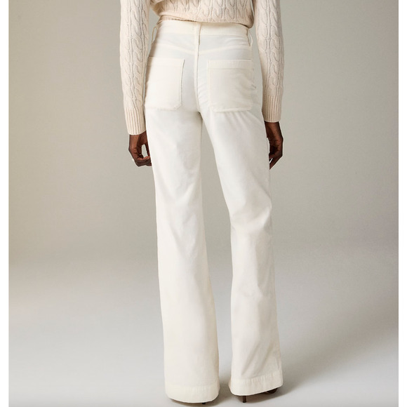 NEW J.Crew Tall Wide Leg Velvet Sailor Trouser High Waist Preppy Ivory US 30 - Picture 3 of 13